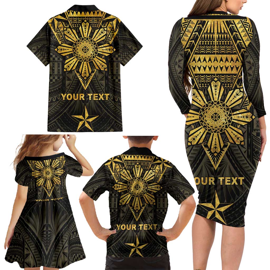 Personalised Philippines Independence Day Family Matching Long Sleeve Bodycon Dress and Hawaiian Shirt Filipinos Sun Star Tribal LT05 - Polynesian Pride