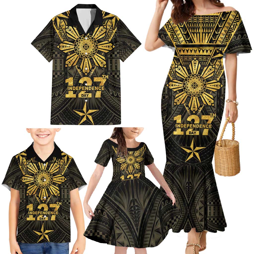 Personalised Philippines Independence Day Family Matching Mermaid Dress and Hawaiian Shirt Filipinos Sun Star Tribal LT05 - Polynesian Pride