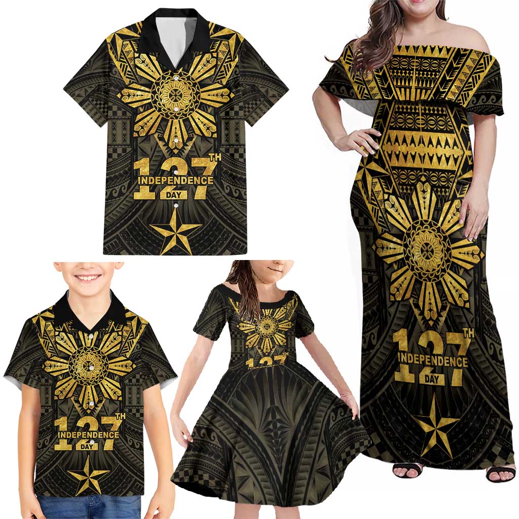 Personalised Philippines Independence Day Family Matching Off Shoulder Maxi Dress and Hawaiian Shirt Filipinos Sun Star Tribal LT05 - Polynesian Pride