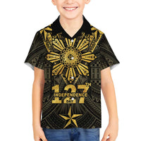 Personalised Philippines Independence Day Family Matching Tank Maxi Dress and Hawaiian Shirt Filipinos Sun Star Tribal LT05 Son's Shirt Gold - Polynesian Pride