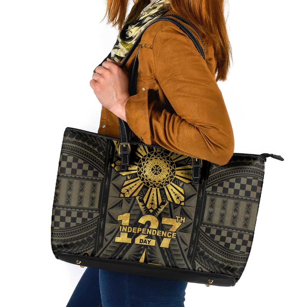 Philippines Independence Day Leather Tote Bag Filipinos Sun Star Tribal