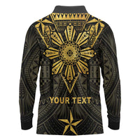 Personalised Philippines Independence Day Long Sleeve Polo Shirt Filipinos Sun Star Tribal