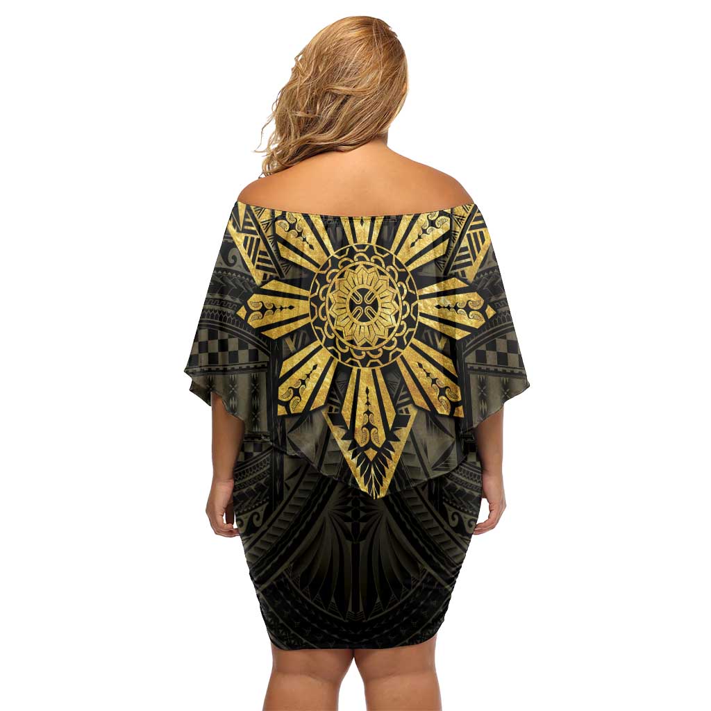 Personalised Philippines Independence Day Off Shoulder Short Dress Filipinos Sun Star Tribal