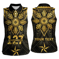 Personalised Philippines Independence Day Women Sleeveless Polo Shirt Filipinos Sun Star Tribal