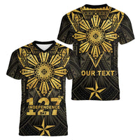 Personalised Philippines Independence Day Women V-Neck T-Shirt Filipinos Sun Star Tribal