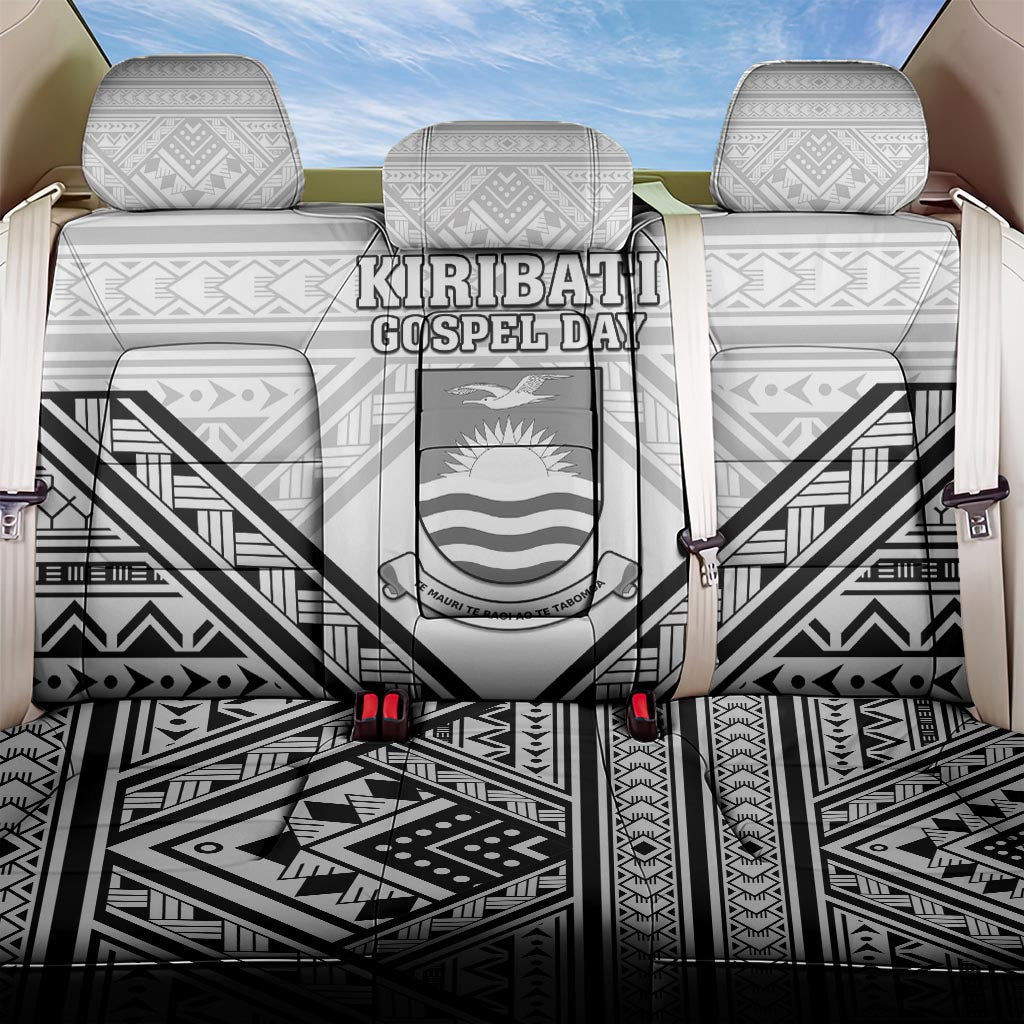 Kiribati Gospel Day Back Car Seat Cover Coat Of Arms Polynesian Pattern LT05 One Size White - Polynesian Pride