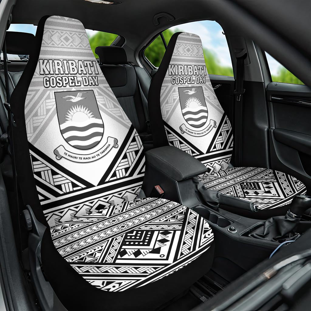 Kiribati Gospel Day Car Seat Cover Coat Of Arms Polynesian Pattern LT05 One Size White - Polynesian Pride
