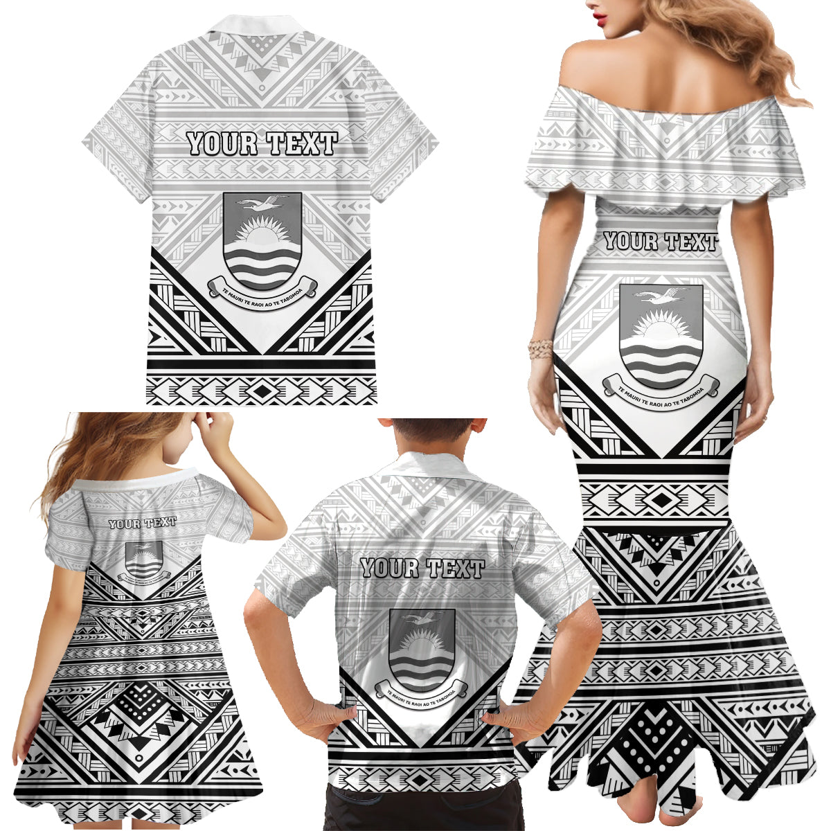 Personalised Kiribati Gospel Day Family Matching Mermaid Dress and Hawaiian Shirt Coat Of Arms Polynesian Pattern LT05 - Polynesian Pride