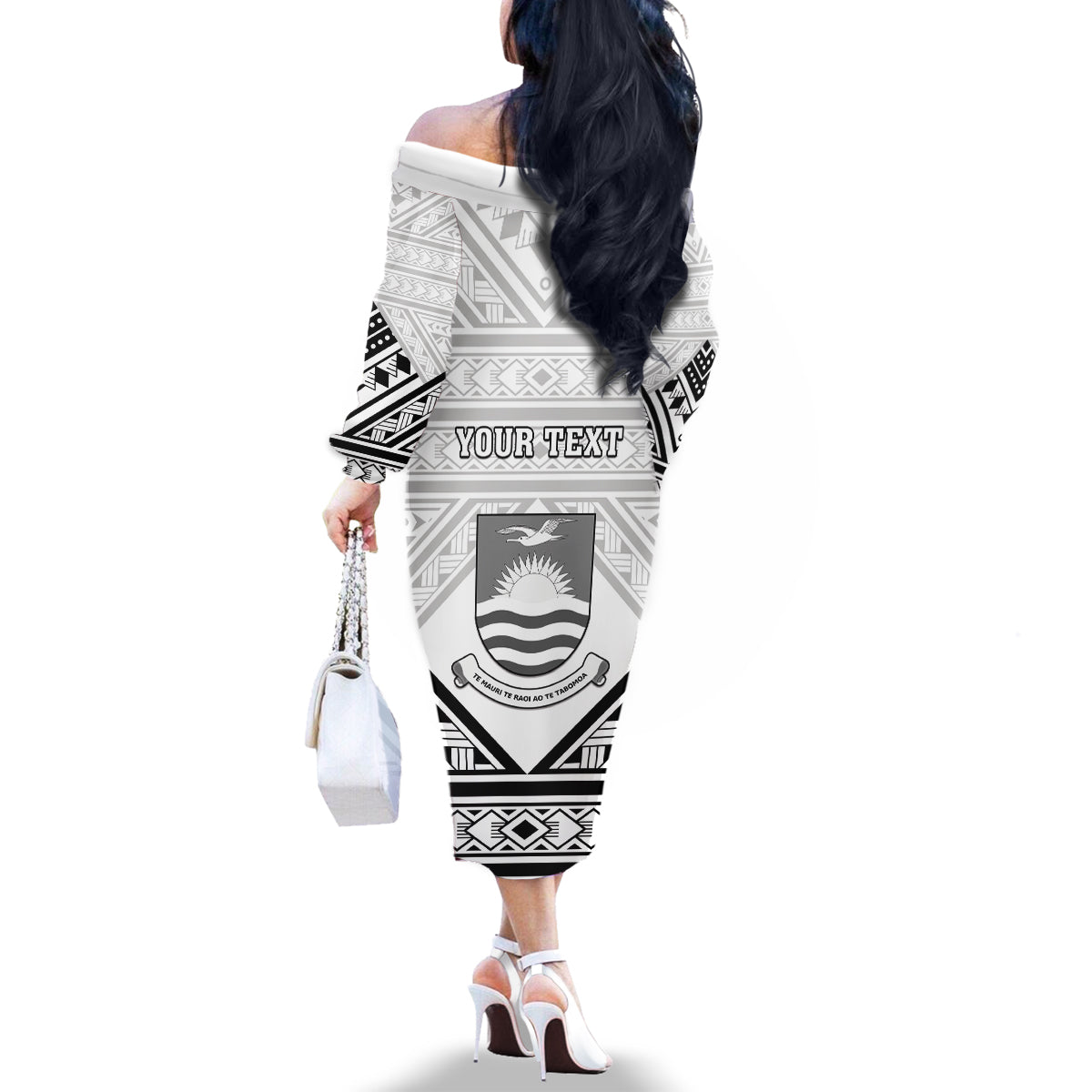 Personalised Kiribati Gospel Day Family Matching Off The Shoulder Long Sleeve Dress and Hawaiian Shirt Coat Of Arms Polynesian Pattern LT05 - Polynesian Pride