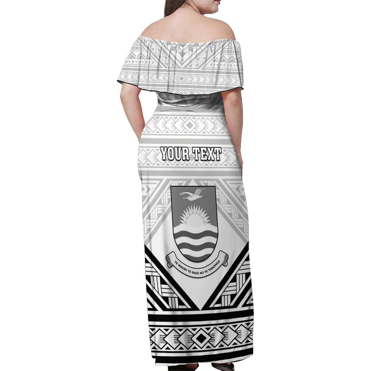 Personalised Kiribati Gospel Day Family Matching Off Shoulder Maxi Dress and Hawaiian Shirt Coat Of Arms Polynesian Pattern LT05 - Polynesian Pride