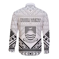 Personalised Kiribati Gospel Day Long Sleeve Button Shirt Coat Of Arms Polynesian Pattern LT05 - Polynesian Pride