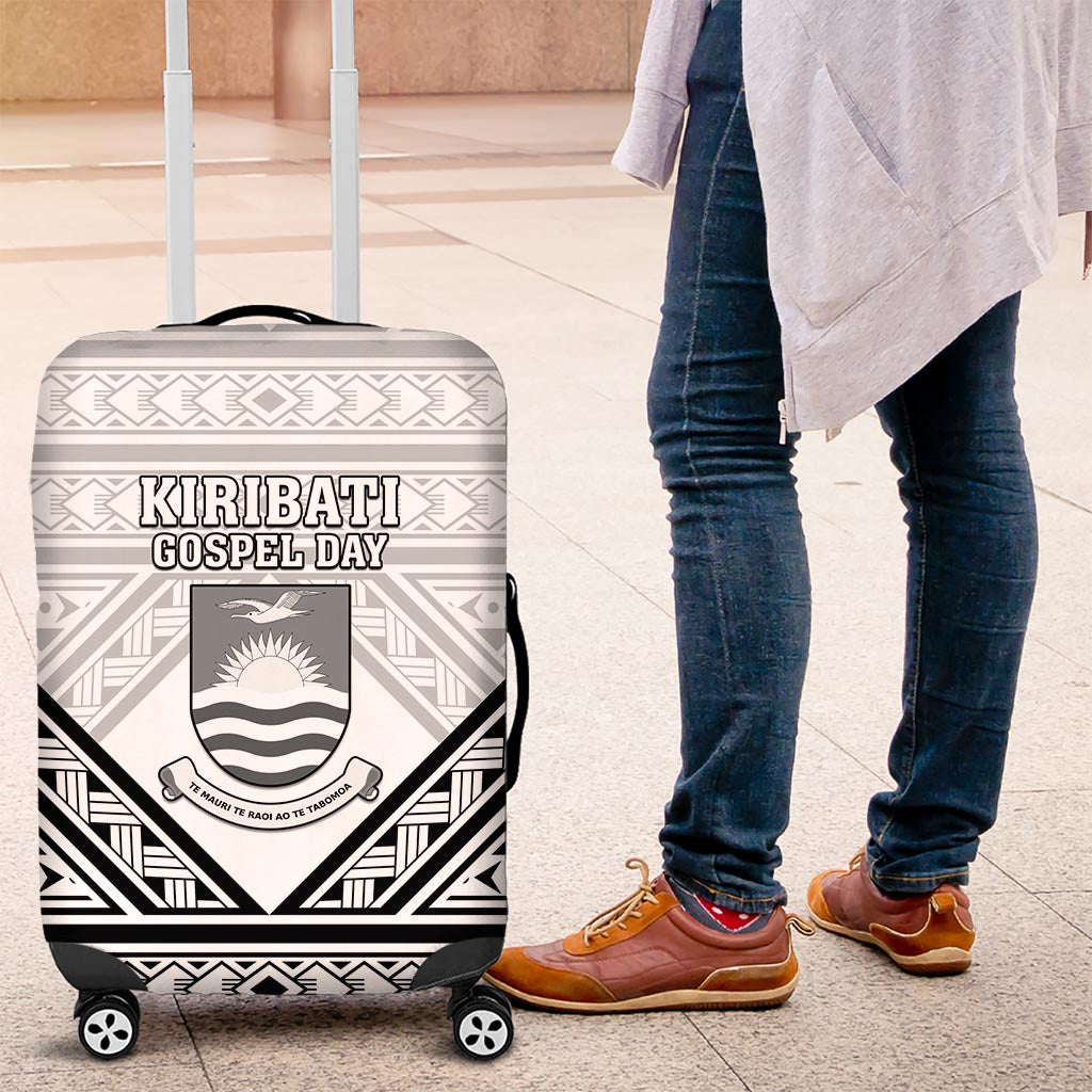 Kiribati Gospel Day Luggage Cover Coat Of Arms Polynesian Pattern LT05 White - Polynesian Pride
