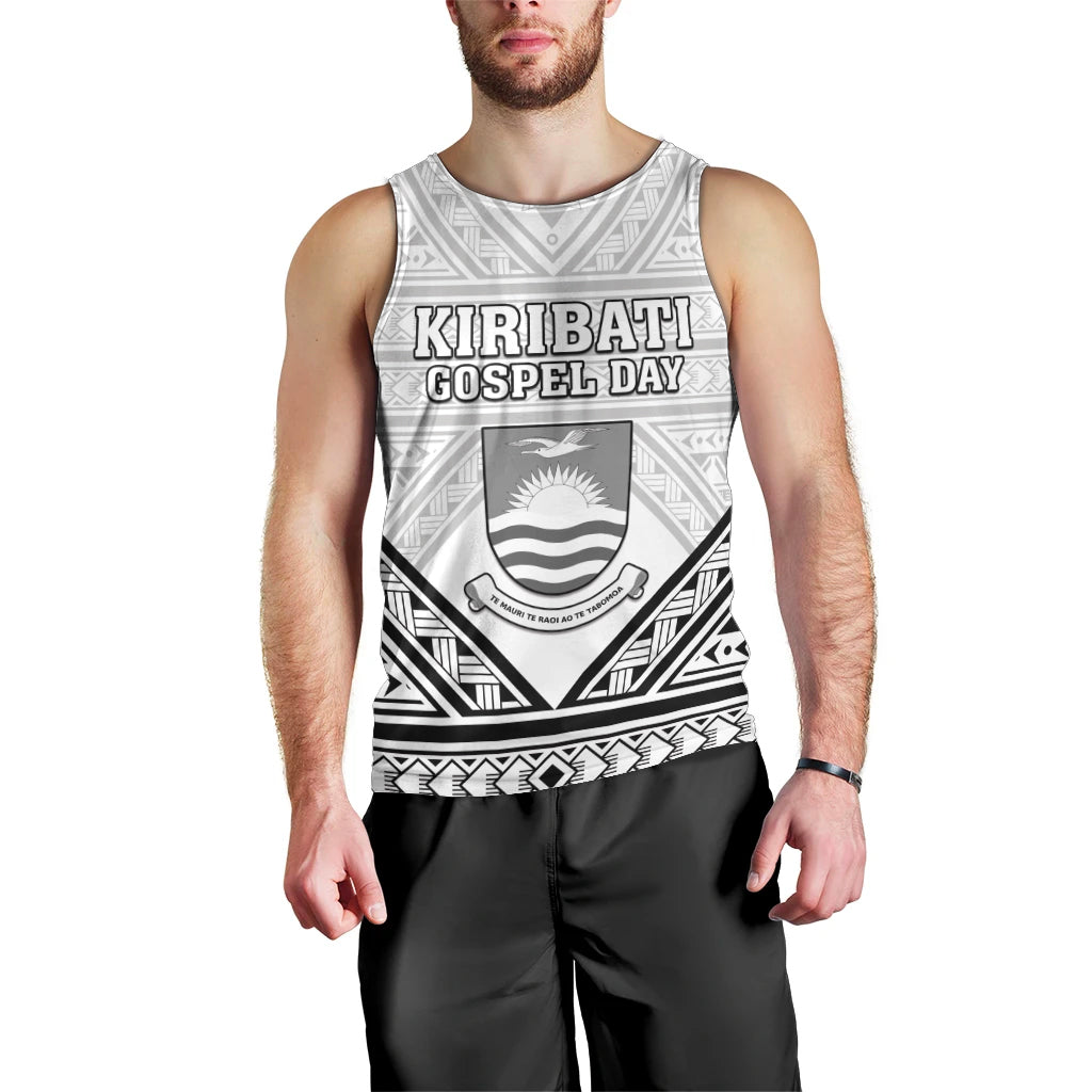Personalised Kiribati Gospel Day Men Tank Top Coat Of Arms Polynesian Pattern