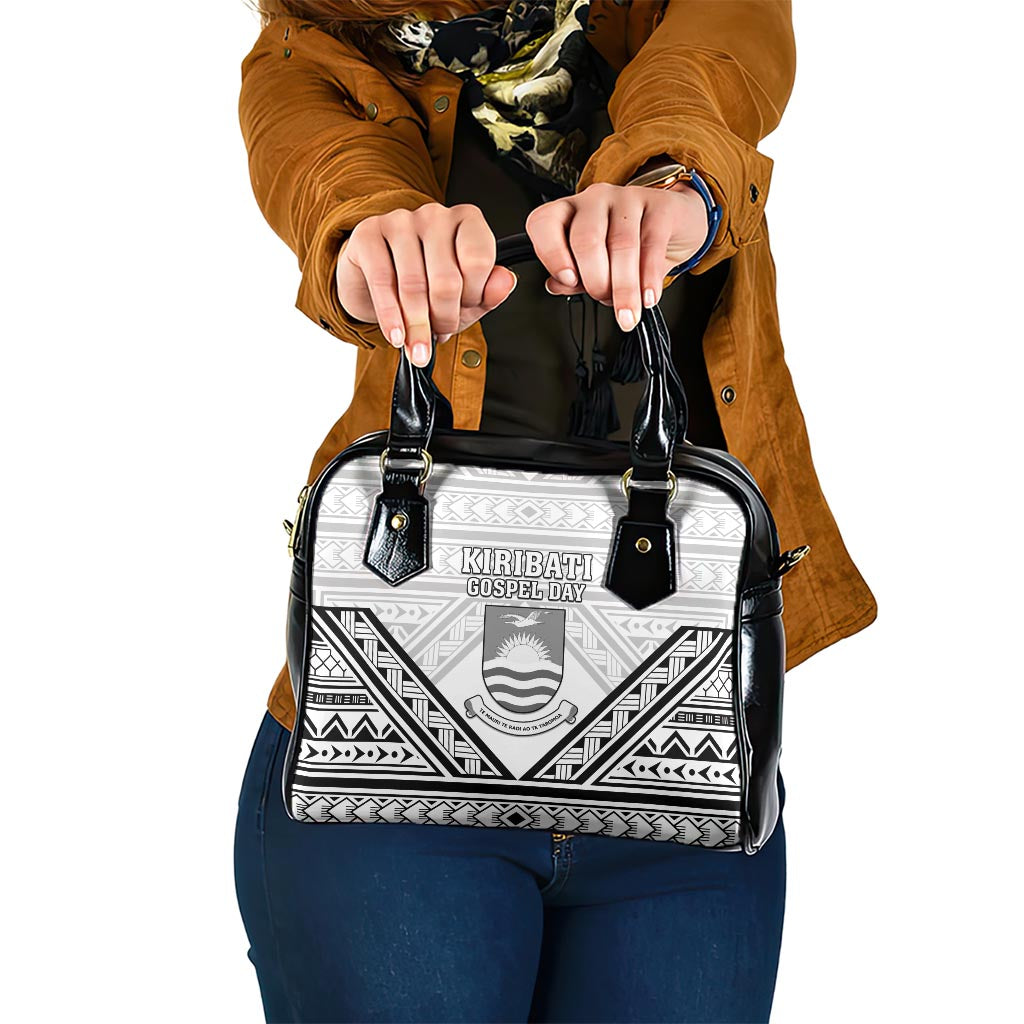 Kiribati Gospel Day Shoulder Handbag Coat Of Arms Polynesian Pattern LT05 One Size White - Polynesian Pride