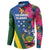 Solomon Islands Independence Day Button Sweatshirt Coat Of Arms With Tropical Flowers