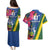 Solomon Islands Independence Day Couples Matching Puletasi and Hawaiian Shirt Coat Of Arms With Tropical Flowers