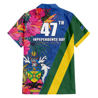 Solomon Islands Independence Day Family Matching Off The Shoulder Long Sleeve Dress and Hawaiian Shirt Coat Of Arms With Tropical Flowers LT05 - Polynesian Pride