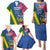 Solomon Islands Independence Day Family Matching Puletasi and Hawaiian Shirt Coat Of Arms With Tropical Flowers