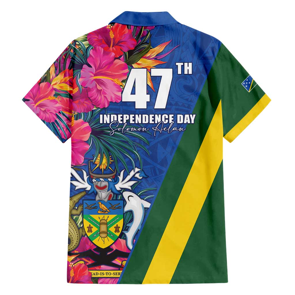 Solomon Islands Independence Day Family Matching Puletasi and Hawaiian Shirt Coat Of Arms With Tropical Flowers LT05 - Polynesian Pride