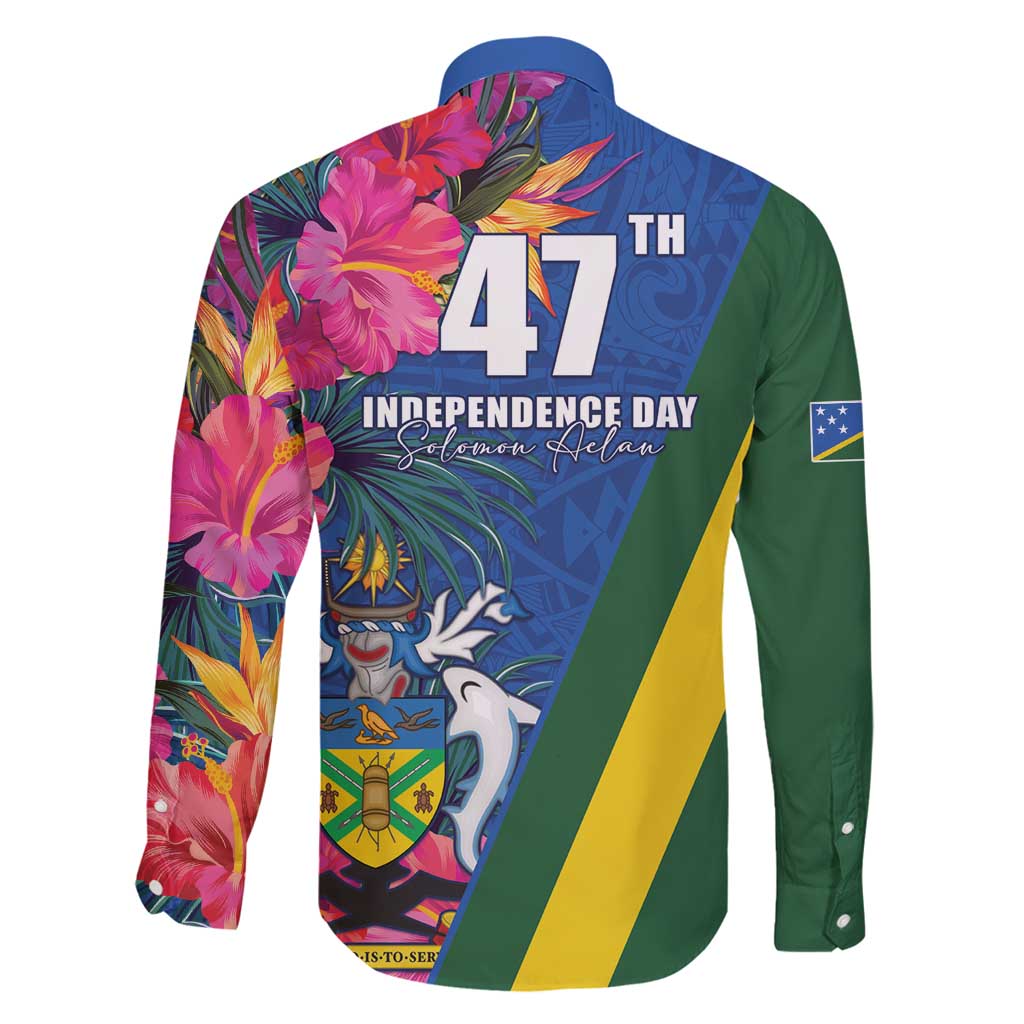 Solomon Islands Independence Day Family Matching Tank Maxi Dress and Hawaiian Shirt Coat Of Arms With Tropical Flowers LT05 - Polynesian Pride