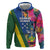 Solomon Islands Independence Day Hoodie Coat Of Arms With Tropical Flowers