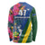 Solomon Islands Independence Day Long Sleeve Shirt Coat Of Arms With Tropical Flowers