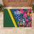 Solomon Islands Independence Day Rubber Doormat Coat Of Arms With Tropical Flowers