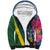 Solomon Islands Independence Day Sherpa Hoodie Coat Of Arms With Tropical Flowers