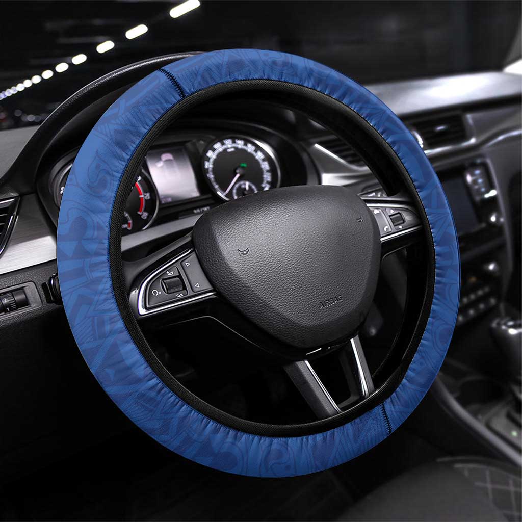 Solomon Islands Independence Day Steering Wheel Cover Coat Of Arms With Tropical Flowers