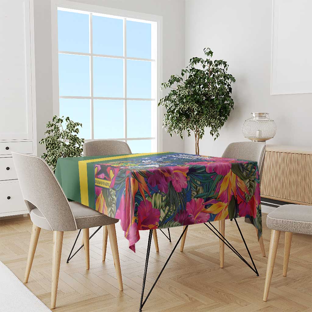 Solomon Islands Independence Day Tablecloth Coat Of Arms With Tropical Flowers