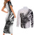 Solomon Islands Nguzunguzu Couples Matching Short Sleeve Bodycon Dress and Long Sleeve Button Shirt Polynesian Tribal Pattern