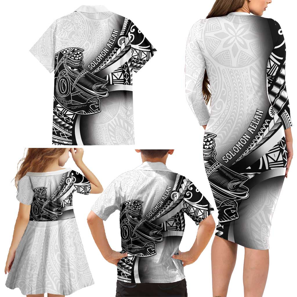 Solomon Islands Nguzunguzu Family Matching Long Sleeve Bodycon Dress and Hawaiian Shirt Polynesian Tribal Pattern LT05 - Polynesian Pride