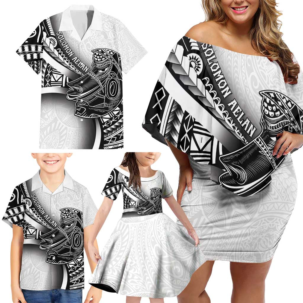 Solomon Islands Nguzunguzu Family Matching Off Shoulder Short Dress and Hawaiian Shirt Polynesian Tribal Pattern LT05 - Polynesian Pride