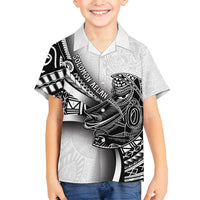 Solomon Islands Nguzunguzu Family Matching Off Shoulder Short Dress and Hawaiian Shirt Polynesian Tribal Pattern LT05 Son's Shirt White - Polynesian Pride