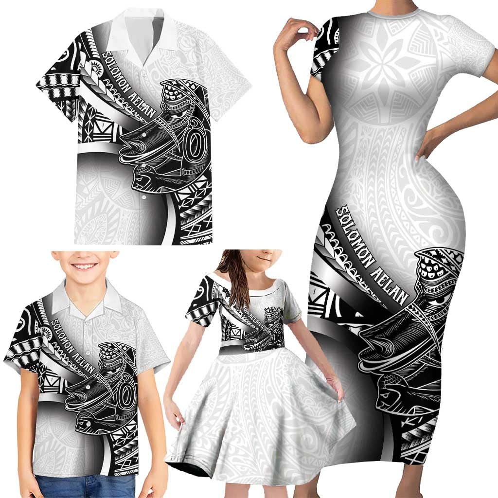 Solomon Islands Nguzunguzu Family Matching Short Sleeve Bodycon Dress and Hawaiian Shirt Polynesian Tribal Pattern LT05 - Polynesian Pride