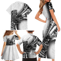 Solomon Islands Nguzunguzu Family Matching Short Sleeve Bodycon Dress and Hawaiian Shirt Polynesian Tribal Pattern LT05 - Polynesian Pride