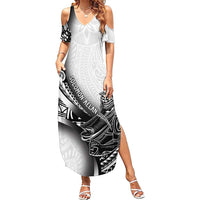 Solomon Islands Nguzunguzu Family Matching Summer Maxi Dress and Hawaiian Shirt Polynesian Tribal Pattern