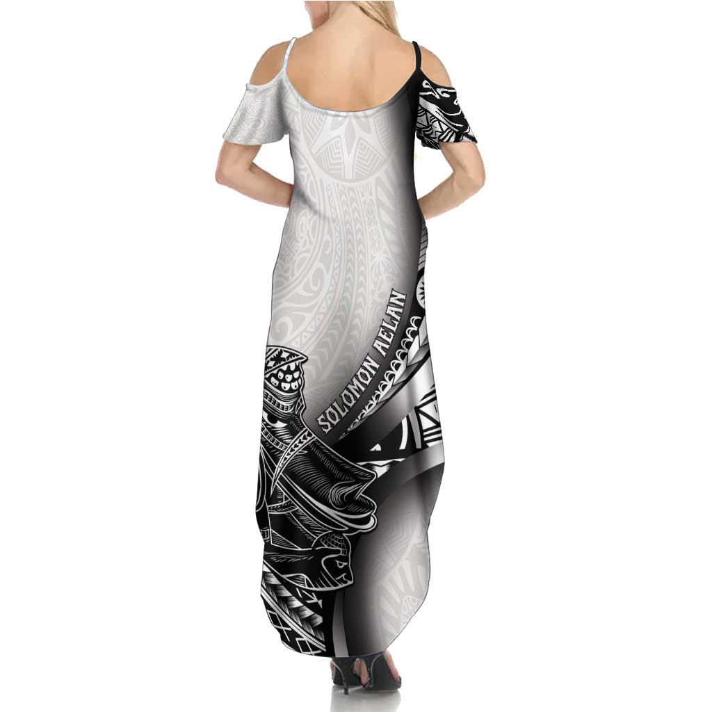 Solomon Islands Nguzunguzu Family Matching Summer Maxi Dress and Hawaiian Shirt Polynesian Tribal Pattern