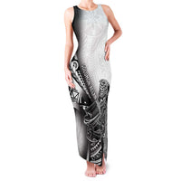 Solomon Islands Nguzunguzu Family Matching Tank Maxi Dress and Hawaiian Shirt Polynesian Tribal Pattern LT05 Mom's Dress White - Polynesian Pride