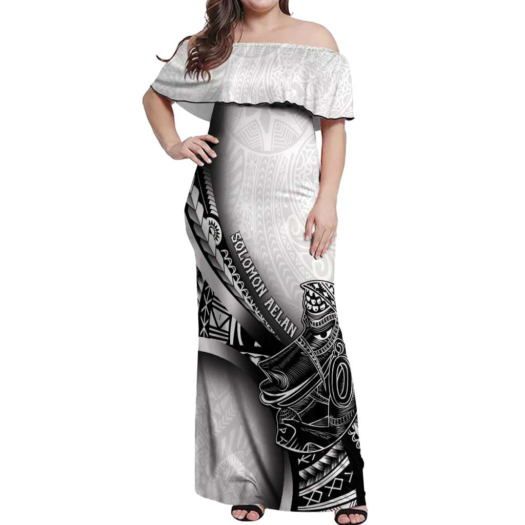 Solomon Islands Nguzunguzu Off Shoulder Maxi Dress Polynesian Tribal Pattern