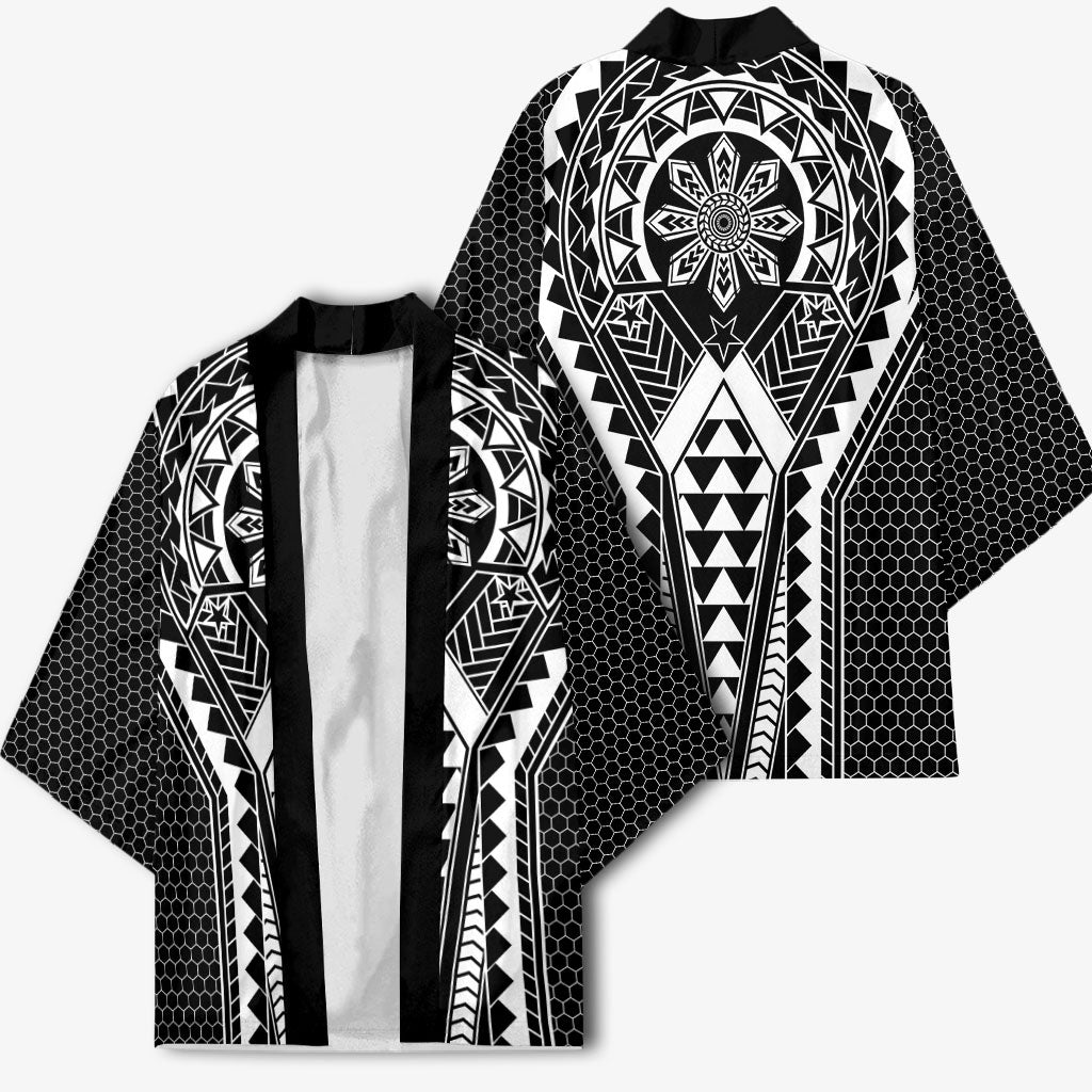 Philippines Batok Tribal Inspired Tattoo Black Kimono LT05 - Polynesian Pride