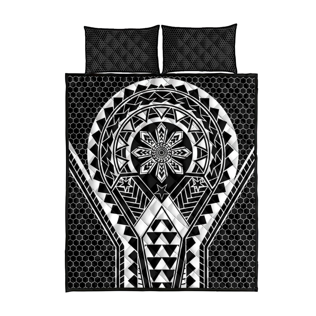 Philippines Batok Tribal Inspired Tattoo Black Quilt Bed Set LT05 - Polynesian Pride
