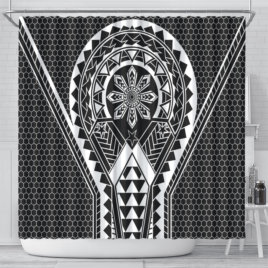 Philippines Batok Tribal Inspired Tattoo Black Shower Curtain LT05 - Polynesian Pride