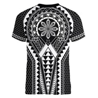 Philippines Batok Tribal Inspired Tattoo Black Women V-Neck T-Shirt LT05 - Polynesian Pride