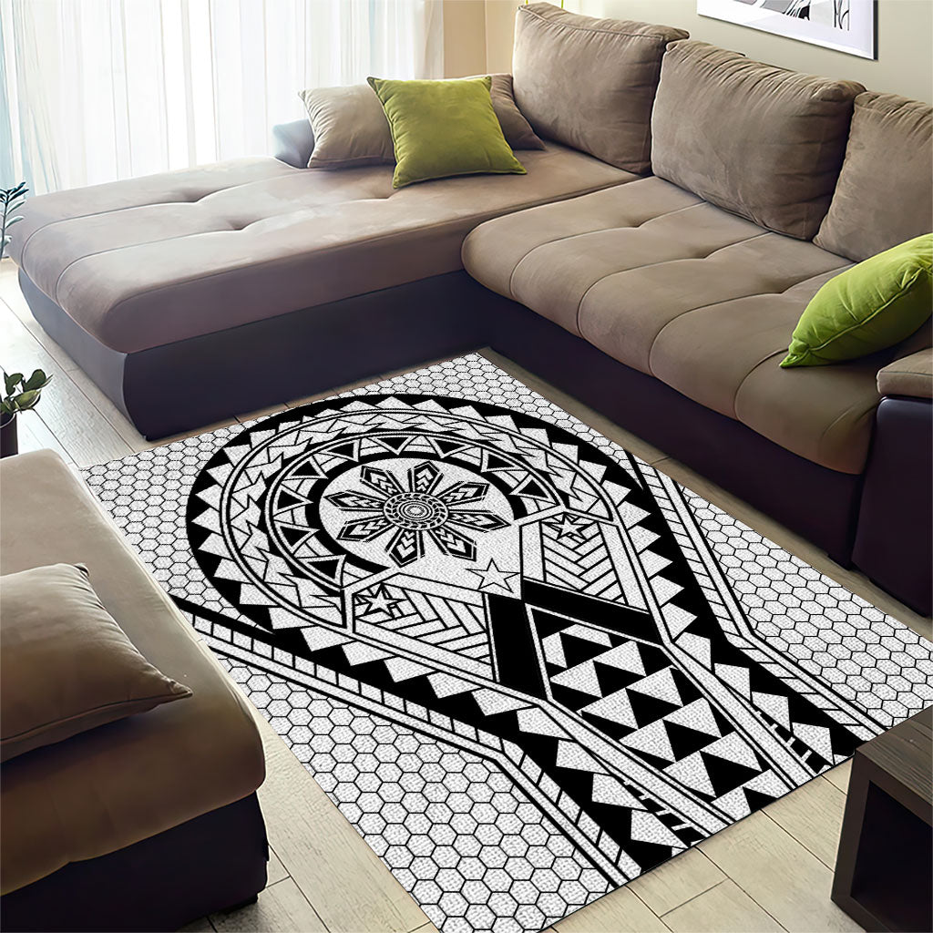 Philippines Batok Tribal Inspired Tattoo White Area Rug LT05 - Polynesian Pride