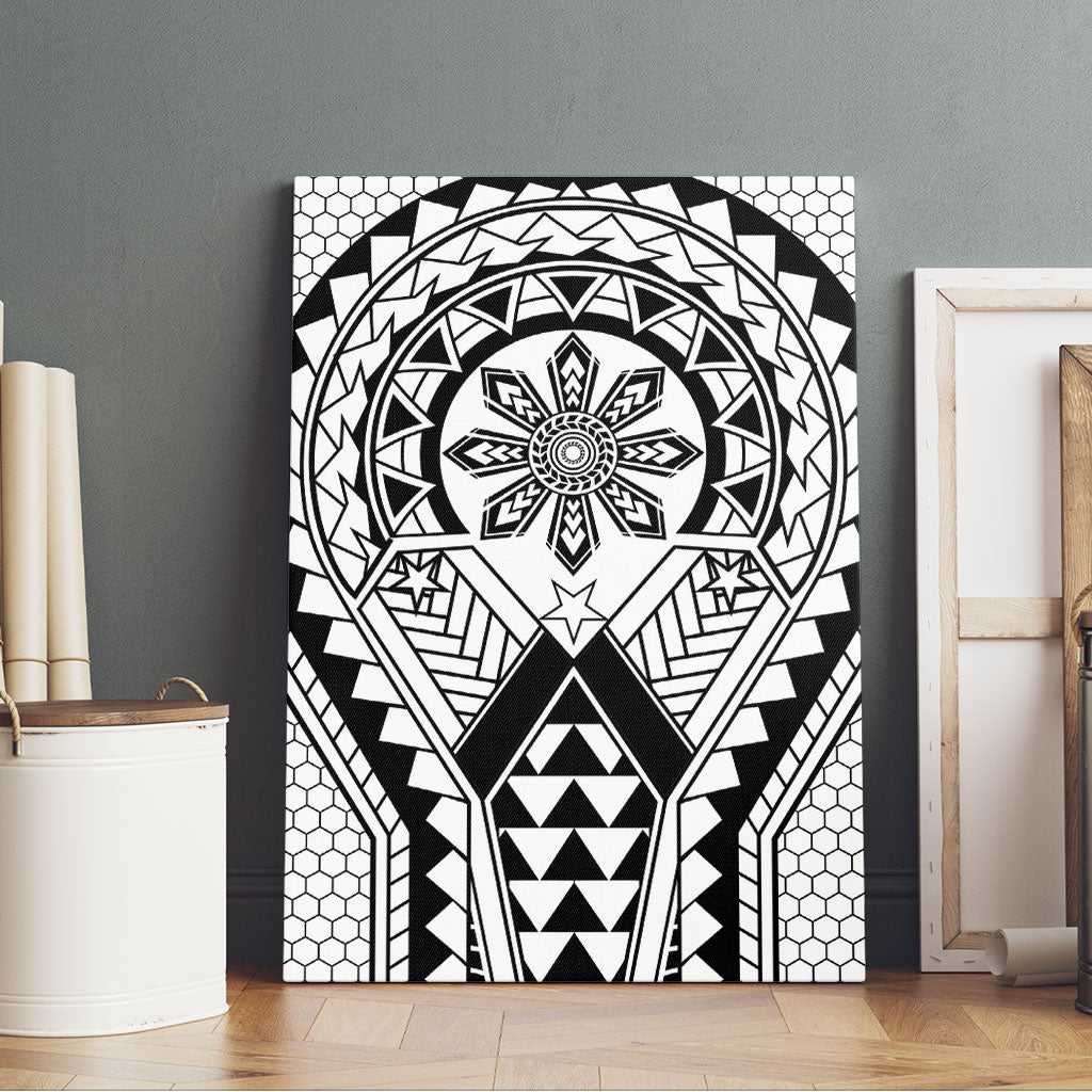 Philippines Batok Tribal Inspired Tattoo White Canvas Wall Art LT05 - Polynesian Pride