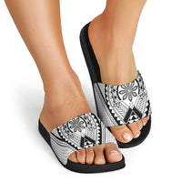 Philippines Batok Tribal Inspired Tattoo White Slide Sandals LT05 - Polynesian Pride