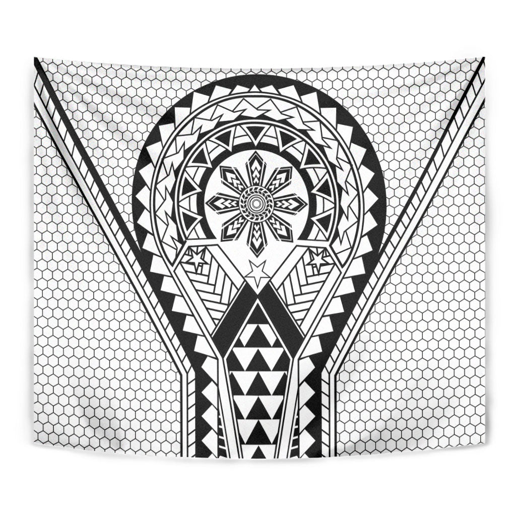Philippines Batok Tribal Inspired Tattoo White Tapestry LT05 - Polynesian Pride