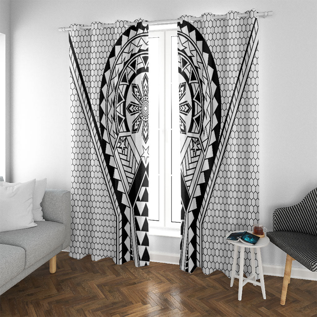 Philippines Batok Tribal Inspired Tattoo White Window Curtain LT05 With Grommets White - Polynesian Pride