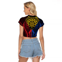 Philippines Batok Tribal Inspired Tattoo Raglan Cropped T Shirt LT05 - Polynesian Pride